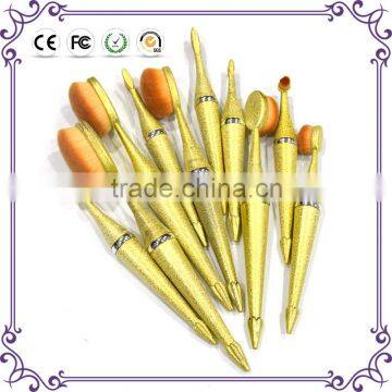 Bling Bling New Design 10 Pieces Oval Multi-purpose Toothbrush Makeup Brush Sets Professional Pink Makeup Oval Brush photo-6