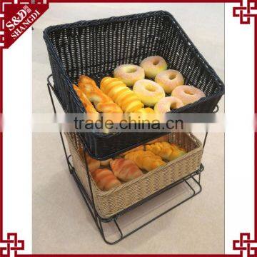 Guranteed Quality Stand Design 2-tier Rattan Bakery Display Racks photo-2
