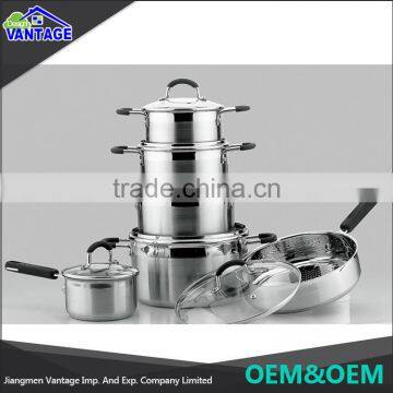 High Quality Non-stick Cooking Pot 12 Pcs Stainless Steel Cookware Set photo-2