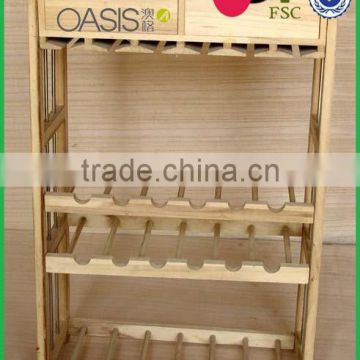 FSC top quality wooden table wine rack for kitchen