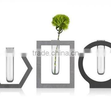 Wholesale Cheap Natural Concrete Cement Tall Decoration Crystal Glass Flower Vase photo-5