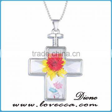 Women Heart Shape Glass Terrarium Necklace With Real Dried Flowers photo-6