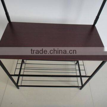 Metal Wood Entryway Bench Storage Standing Hallway Umbrella Hat Coat Shoe Rack photo-3