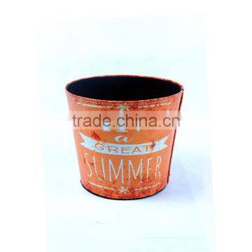 Orange Waste Bin Faux Leather Kitchen Trash Can No Lid photo-2