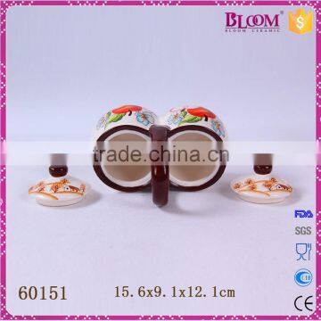 White Ceramic Decal Desgin Tableware Gravy Boat Set photo-5