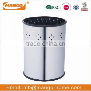 Embossed Diamond Pattern Open Top Stainless Steel Garbage Can photo-4
