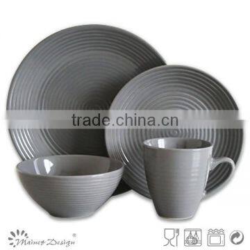 Embossed Dinnerware 16pcs Stoneceramic White Embossed Dinnerware Set Ceramic Embossed Dinnerware photo-5