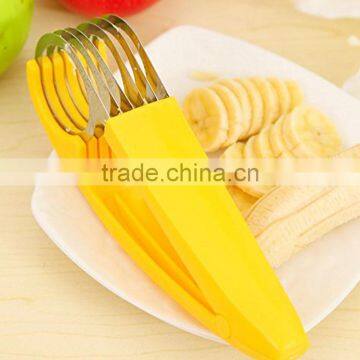 Hot Wholesale Plastic Kitchen Tool Vegetable Fruit Cutter Banana Yellow Slicer Chopper