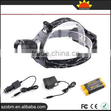 New arrival K12 XM-L T6 LED 2000 lumen headlamp ,18650 battery Zoomable Headlamp with chargers