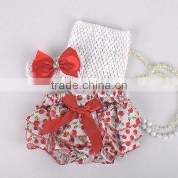 Hot Sell Adorable Baby Diaper and Crochet Tube Top3 Sets , Satin Baby Bloomers, Baby Ruffle Bloomers photo-3