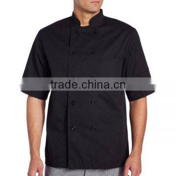 Wholesale Mens Clothing Custom Short Sleeve Stand Collar Black Casual Classic Chef Coat Uniform Men Tops