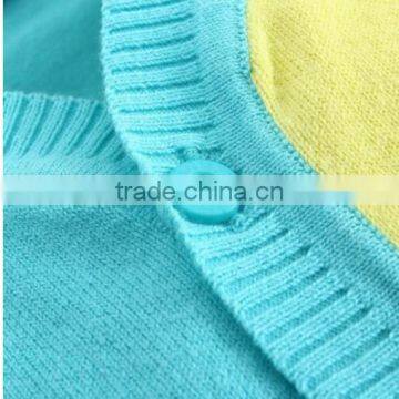 V-neck Button-down Jacquard Kniting Colorful Stripe Baby Sweater Vest photo-2