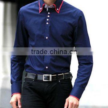 Luxury mens italian shirts contrast collar cuff double collar dress shirts