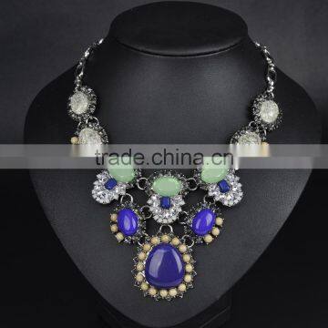 Multicolor big resin gems women statement necklace jewelry wholesale