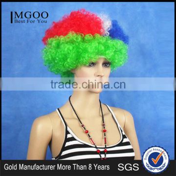 Women Football Cup National Flag Fans Wig Fanatic Halloween Colorful Party Wig Afro Kinky Curly Wigs Synthetic