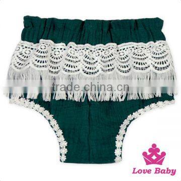 Kids Breathable Cotton Clothes Plain Color Lace Tassles Newborn Baby Size Diaper Infant Beach Shorts photo-2