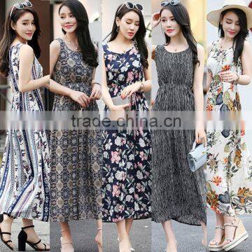 Fashion Girl's Summer Folral Printed Chiffon Dress Boho Maxi Beach Dress photo-2