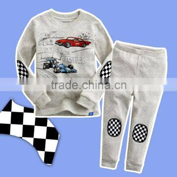 S15520A Baby pure color sleepwear Kids long sleeve cotton Pajamas