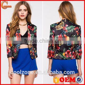 New arrival fashion tropical floral print women blazer,blazer 2015