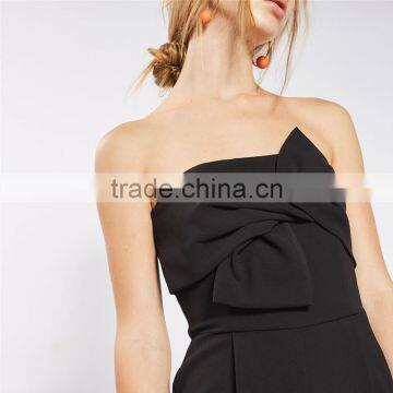Dongguan Sexy Chic All Black Strapless Tie Bandeau Jumpsuit photo-4