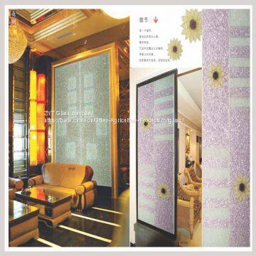 Decorative glass sliding room wall dividers