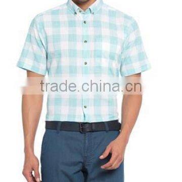 Summer Regular Short Sleeve check Buttoned Cotton Men Shirt