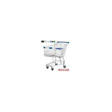 Reusable 4 Wheeled Grocery Retail Shopping Trolley , Wire Shopping Cart