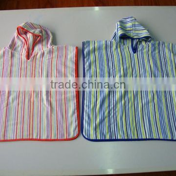 High quality cotton custom stripe velour hooded towel