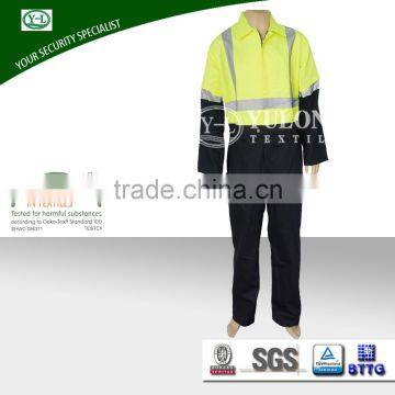 petroleum worker breathable cotton Hi vis fire retardant waterproof coveralls with reflective tapes