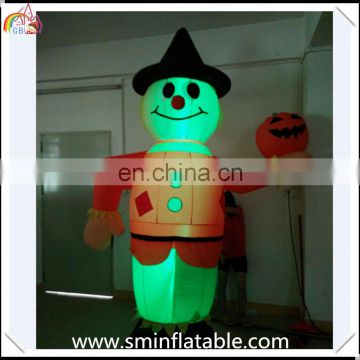 Halloween inflatable witch, led lighted witch with pumpkin,inflatable standing led witch for halloween decor