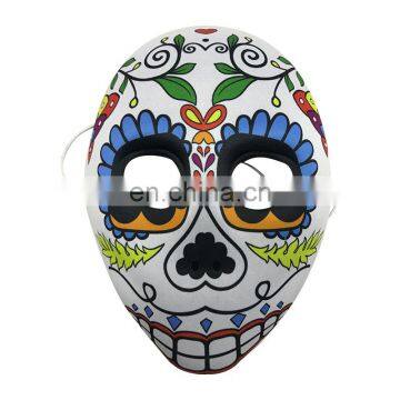 White EVA Mask Covered with Fabric with Green Leaf Decoration for Halloween, Carnival and Party