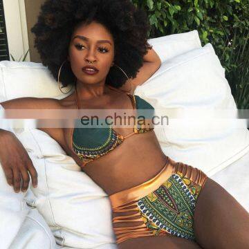 2017 New African Two-Pieces Bath Suits Bikini Set Sexy Geometric Swimwear Swimsuit High Waist Swimming Suit