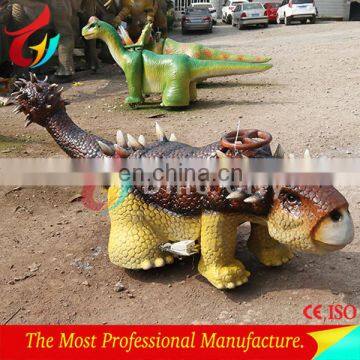 Amusement park kiddy riding walking dinosaur