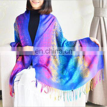 100% Cotton Jacquard Leopard Spots&Rose 7 Colour Series Rainbow Colorful Large Shawl photo-6