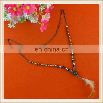 New Design Fashion beaded Necklace/feather Necklace custom for women decorative