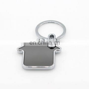 Black color laser logo Mini house blank metal key chain