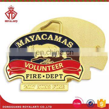 Custom Shiny Gold Volunteer Belt Buckle for Nuns Fire Dept.