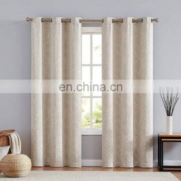 Hihg quality floral linen look printed curtain for hotel