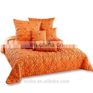 i @ Home Embroidery Design Bedspread,Orange Flower Design Bedspreads,polyester Christmas King Size Fitted Quilted Bedspread photo-2