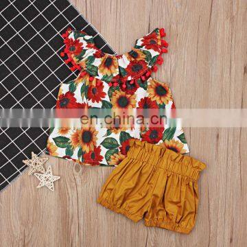 2019 Toddler Girls Summer Clothing Set Floral Rose Vest + Kids Shorts Kids Clothes Girls Shirt Pants Suit photo-4
