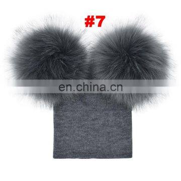 Baby Crochet Hats With Plush Fur Balls Toddler Boys Girls Knitted Beanie Pom Poms 6M-5T