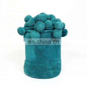 Super Soft Touch Home Textile Pompom Flannel Fleece High Quality Bed Throw Blankets for Adult photo-2