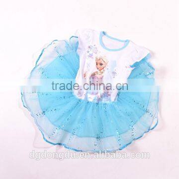 Girls Princess Anna Elsa Cosplay Costume Kid's Party Dress Dresses Sequins Pleated Lovely Baby Girls Dresses Top Quality