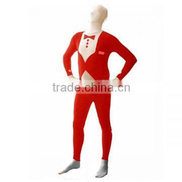 Red Tuxedo Men's Full Body Spandex Lycra Suit HNF010