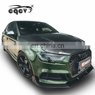 CMST carbon fiber body kit for Audi A3 S3 new style front lip rear diffuser side skirts trunk spoiler bonner hood for Audi A3 S3