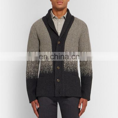 Men's Cashmere Long Sleeve Cardigan Sweater With Button-Up In V-Neck