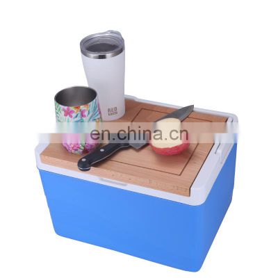 11L pu foam  Food grade OEM insulated outdoor picnic  cooler box with wooden lid portable cooler box wholesale eco friendly Gint