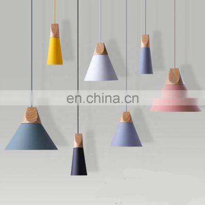 Simple Modern Aluminum Pendant Light E27 Nordic Solid Wood Lamp Fixtures