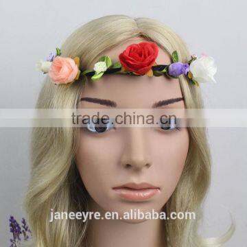 Artificial Flower Rose Wedding Garland Bridal Wreath Hair Accessories