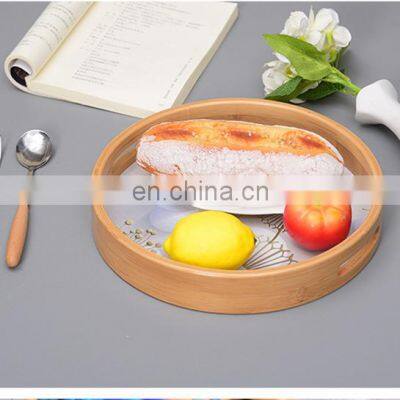 Creative Design Decorative Printed Lacquer Bamboo bardia Serving Tray With Handles